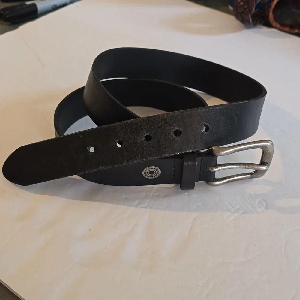 Levi's| Mens Black Leather Belt Silver Square Buckle Dress Office Sz.L/XL